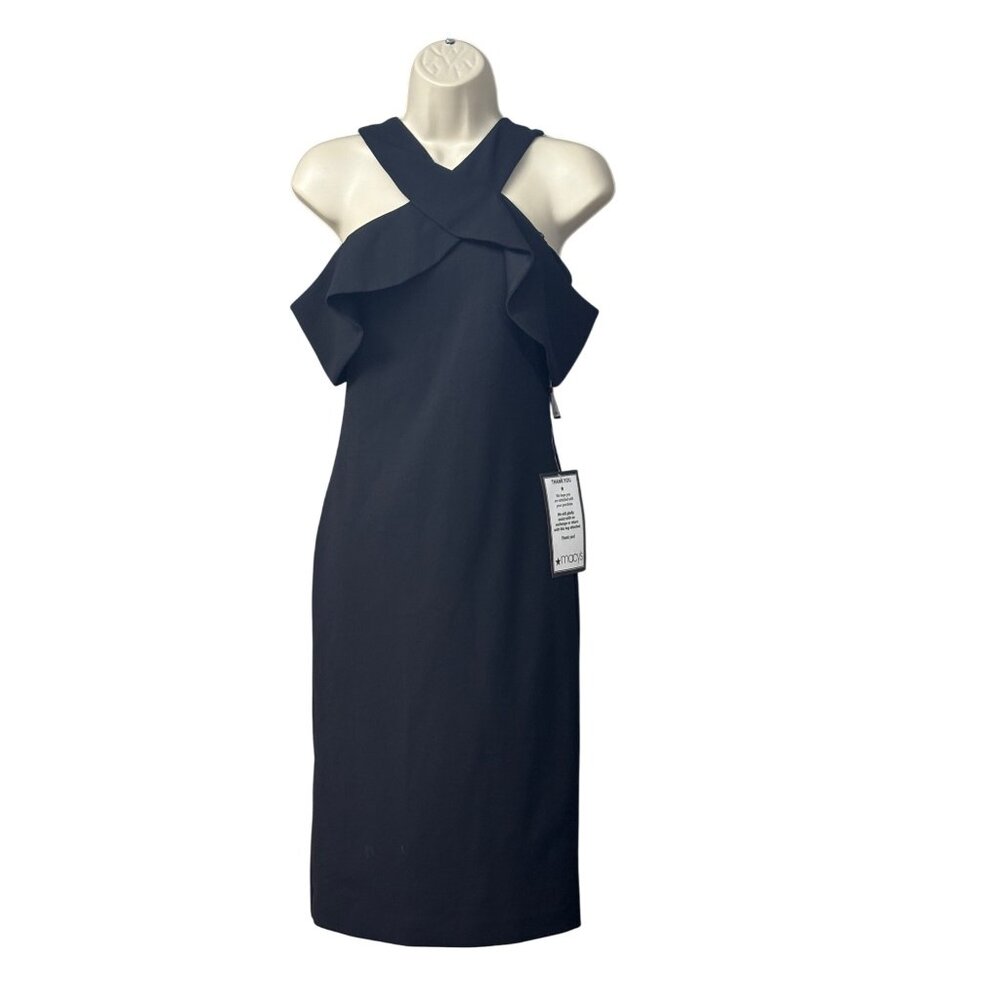 RACHEL Rachel Roy Cold Shoulder Ruffle Halter Dress, Black, XS